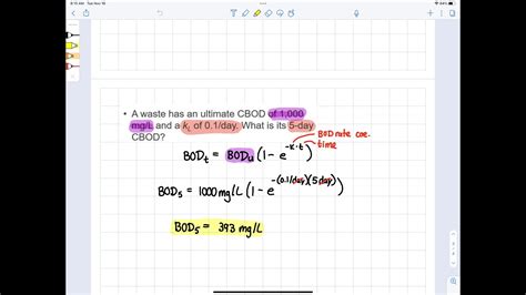 How To Calculate Cbodubod5 Youtube