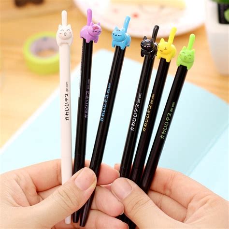 Cute Cartoon Colored Cats Gel Pens 3pcs Kawaii Fashion Shop Cute