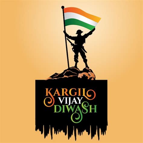 Premium Vector Kargil Vijay Diwas Banner With Indian Army Hold Flag