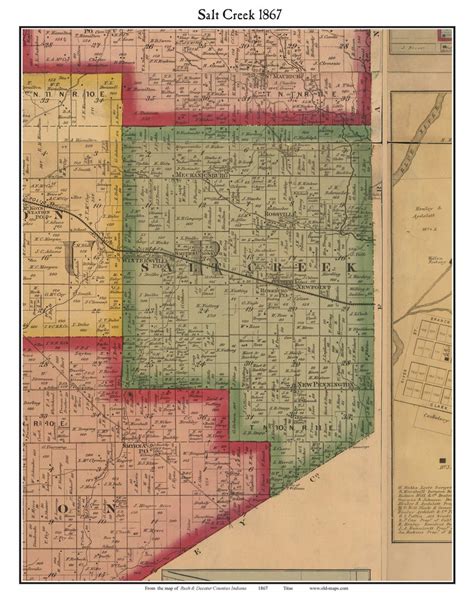 Salt Creek 1867 Old Town Map With Homeowner Names Indiana Etsy