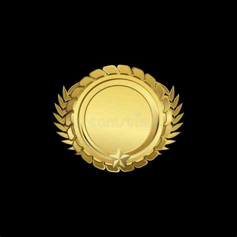 Gold Winner Badge With Laurel Wreath Vector Illustration Stock