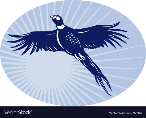 Pheasant bird flying retro Royalty Free Vector Image