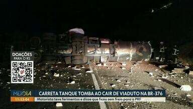 Meio Dia Paran Noroeste Carreta Tanque Tomba Ao Cair De Viaduto Na