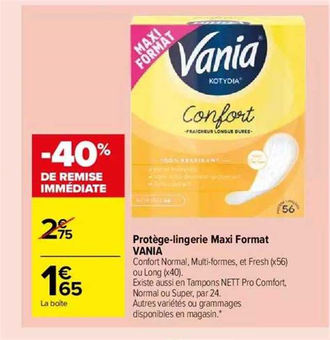 Promo Prot Ge Lingerie Maxi Format Vania Chez Carrefour Market