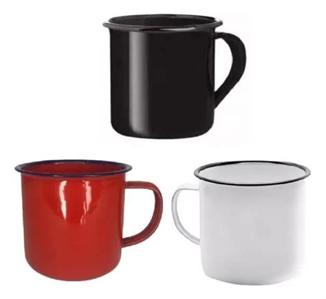 Caneca Café Chá Esmaltada 150ml Retro A Unidade Cor Branca MercadoLivre