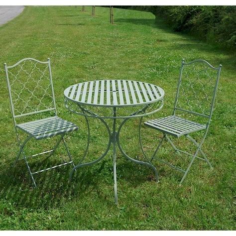 Sage Green Metal Garden Bistro Table Chairs Set Homegenies