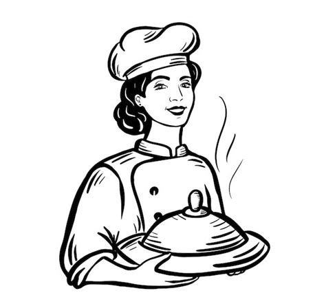 Premium Vector Beautiful Chef Cook Woman Holding A Dish In Her Hands