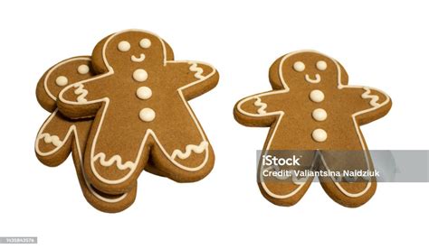 Three Gingerbread Men Cookies Isolated On White Stock Photo Download