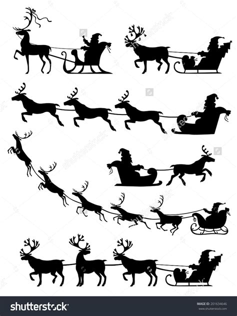 SANTA AND REINDEER SILHOUETTE CLIPART - 281px Image #9