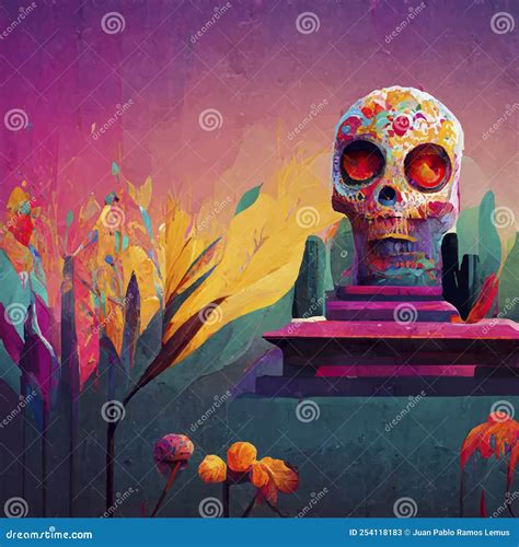 Beautiful Illustration Of The Day Of The Dead Stock Illustration Illustration Of Cempasuchil