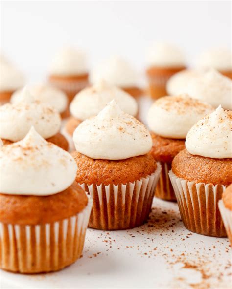 Mini Pumpkin Cupcakes With Cream Cheese Frosting Knead Some Sweets