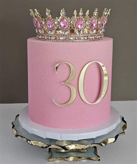 Pink And Gold 30th Birthday Cake With Crown