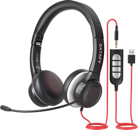 Buy Datafy Usb Headset With Microphone For Pc In Line Wired Computer