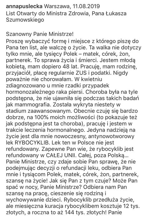 Karohytrek Prosiecka On Twitter Anna Pu Lecka Zachorowa A Na Raka