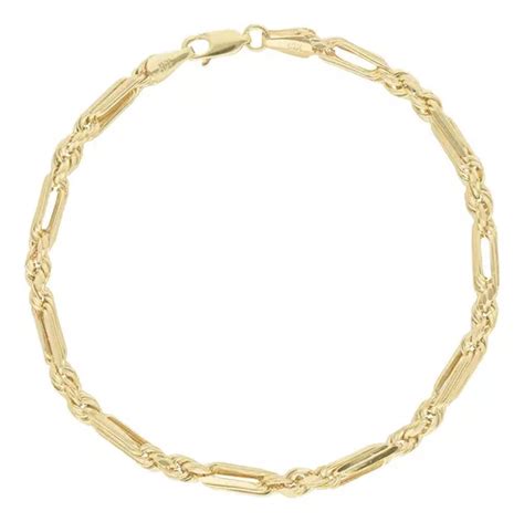 Pulsera Pulso Esclava Oro 10k Torzal Figaro 3 8mm 21cm Italy Envío gratis