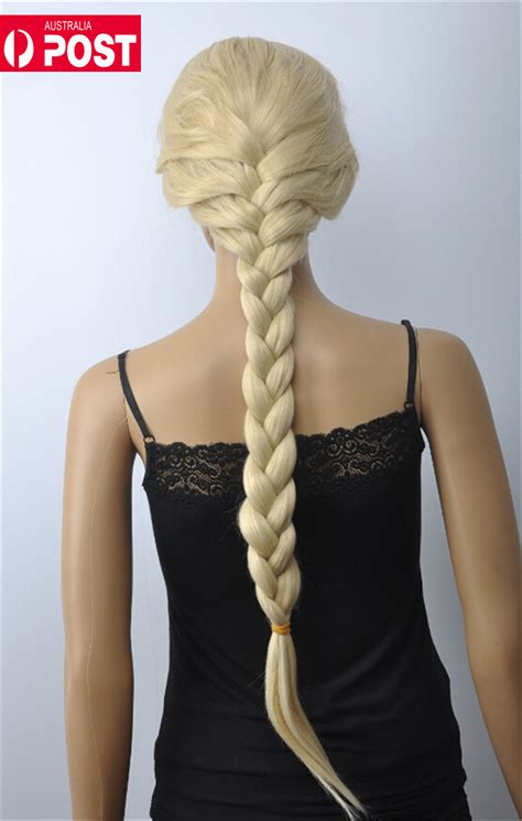 Straight Braid Cos Frozen Queen Elsa Adults Light Blonde Long Full Hair