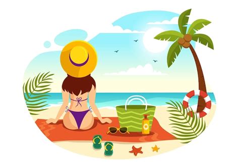 Premium Vector Sunbathing Vector Illustration Of People Lying On