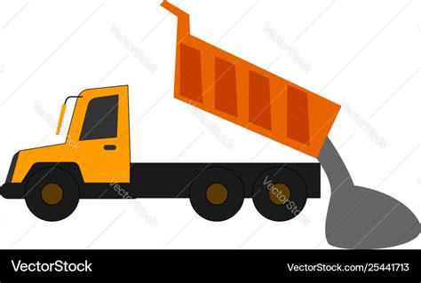 Clipart a yellow dump truck in operational Vector Image