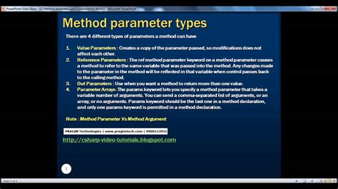 C Tutorial Method Parameters Youtube