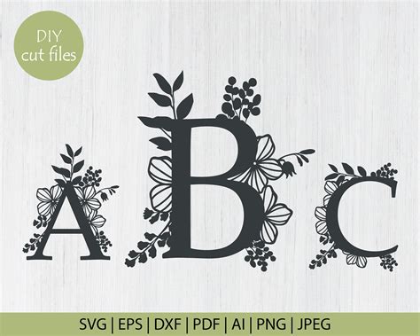 Botanical Floral Alphabet SVG Bundle SVG Letters With Etsy