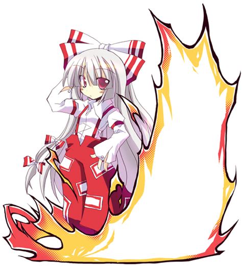 Safebooru Bow Fire Fujiwara No Mokou Hair Bow Hair Ribbon Long Hair