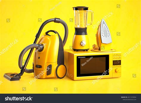 Yellow Household Appliances On Yellow Background Stock Illustration