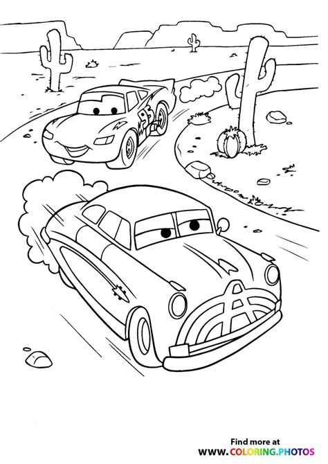 Doc Hudson racing - Coloring Pages for kids