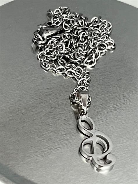 Stainless Steel Cool Punk Hip Hop Necklace Hollow Musical Note