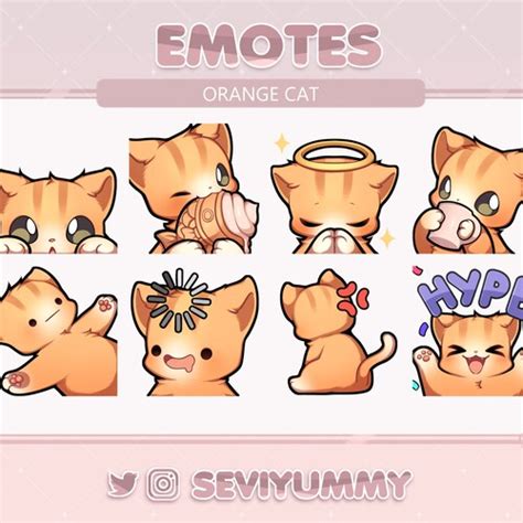 Cute White Cat Emotes Twitchdiscord Kawaii Kitty Neko Etsy