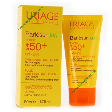 Uriage Bariesun Mat SPF50 Fluido Protección Solar 50 ml antes Hyseac