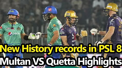 Quetta Gladiators Vs Multan Sultans PSL History Records Match 28