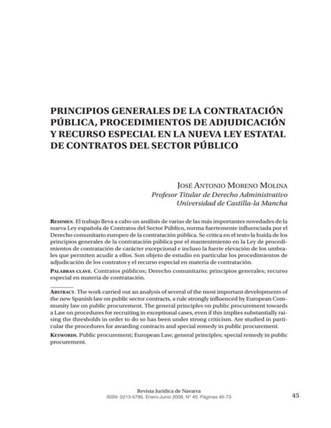 Principios generales de la contratación pública Jose A Moreno