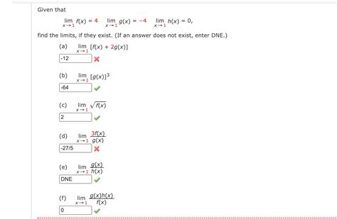 Solved Given That Limx→1fx4limx→1gx−4limx→1hx0