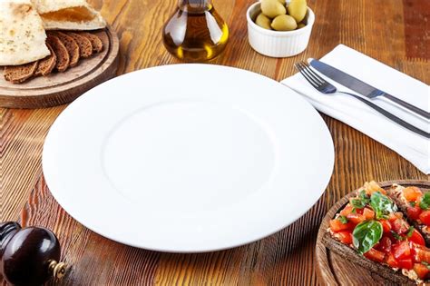 Premium Photo Top View Empty White Plate For Meal Blank Plate For