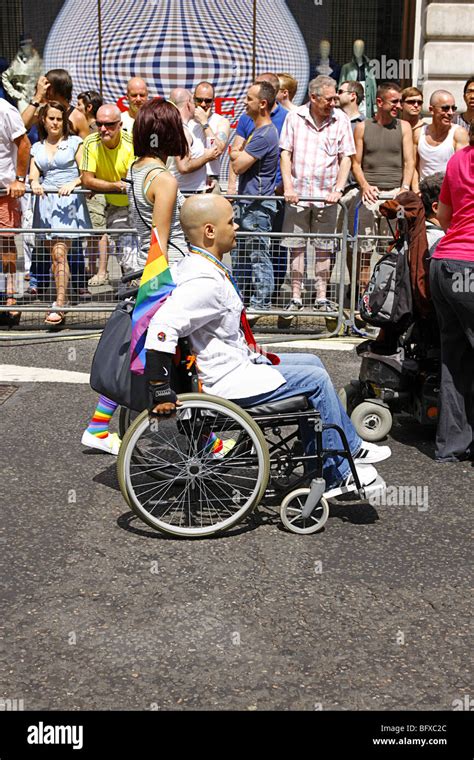 Handicapped Gay Man In A Wheelchair Taking Part In The London Pride