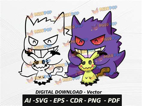 Gengar Mimikyu Vector File Svg Ai Pdf Eps Png Cdr Etsy