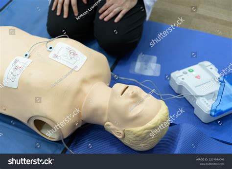 Demonstrating Cpr Cardiopulmonary Resuscitation Training Medical Stock