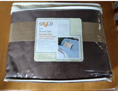 New Ty Pennington Style Full Sheet Set 350 Tc Brown Wrinkle Free