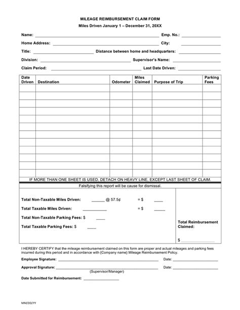 Mileage Reimbursement Form Download Free Documents For Pdf Word And Excel