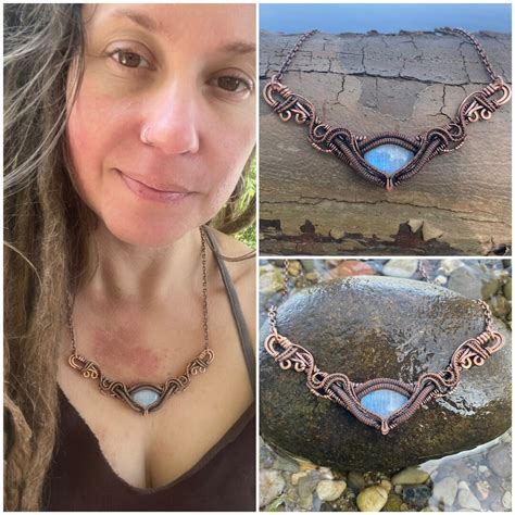 Elven Moonstone Necklace In Copper Wire Wrapped Moonstone Etsy