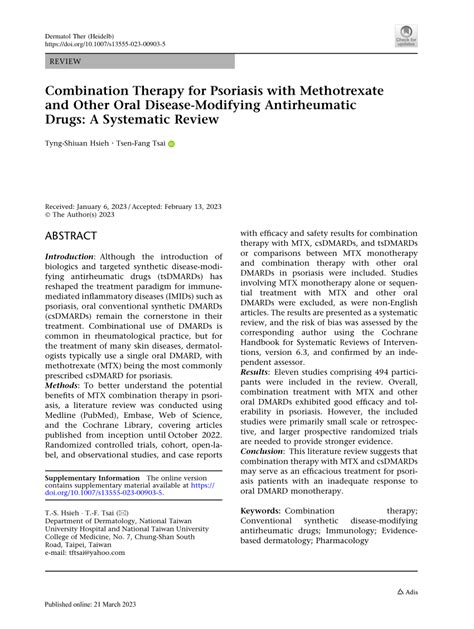 PDF Combination Therapy For Psoriasis With Methotrexate And Other