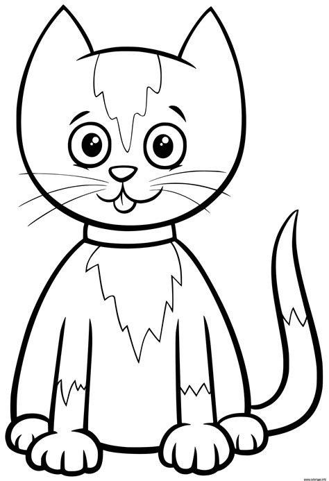 Coloriage Chaton Facile Maternelle Dessin Chat Imprimer