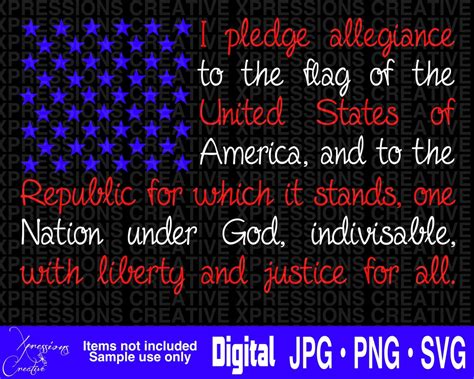 Pledge Of Allegiance Svg Flag Svg The Pledge Of Allegiance Etsy