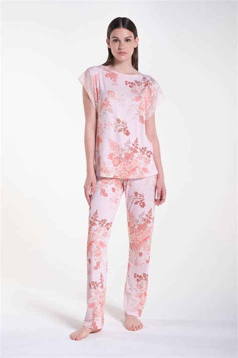 Pigiama Viscosa Stampa Fiore Verdiani Lingerie