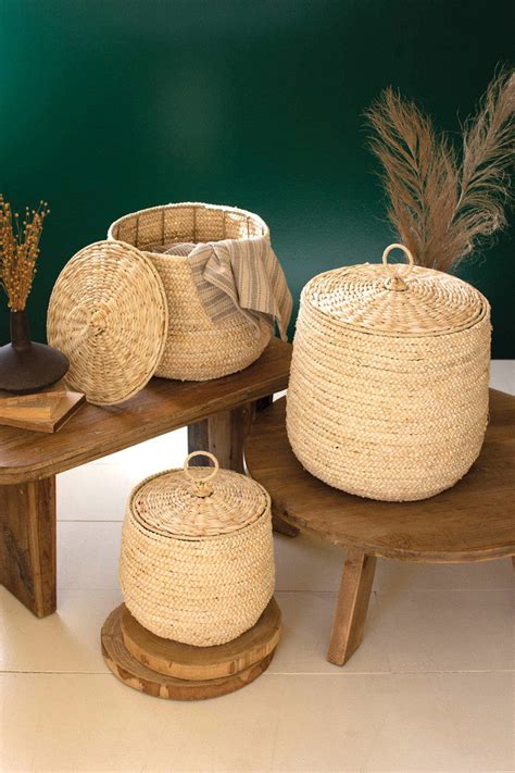 Woven Seagrass Hamper Baskets Set Of 3 By Kalalou Modish Store