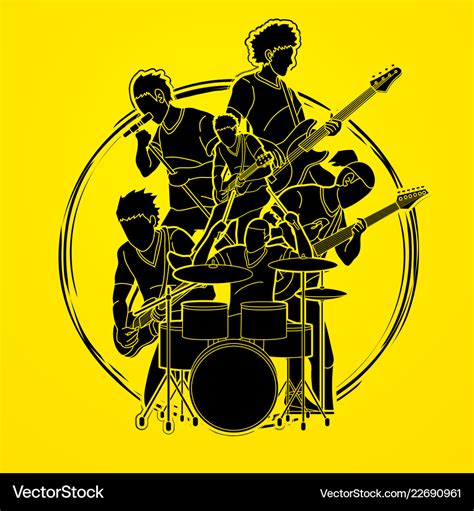 Musician playing music together music band Vector Image