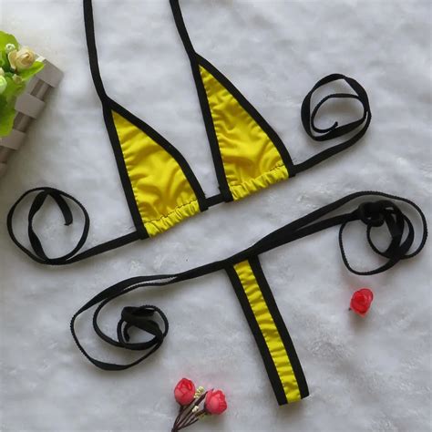 Mikro Bikini Seksi Sling Üçgen Kenar Mini Tanga Kız Plaj Güneşlenme Spa