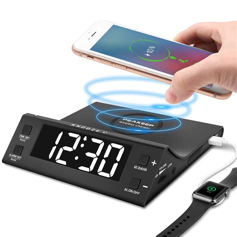 Buy Peakeep Wireless Charging Alarm Clock USB Charger 15W Fast