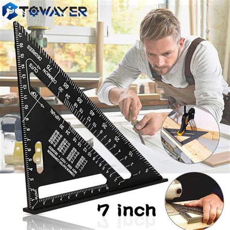 Triangle Ruler 7inch Aluminum Alloy Angle Protractor Speed Metric