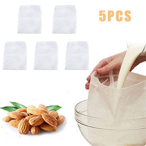 5pcs Pro Quality Nut Milk Bag Reusable Milk Bag And All Purpose Food Strainer Bear Proof Container